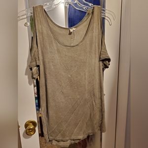 Green cold shoulder top